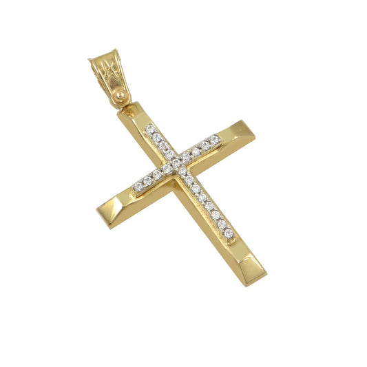 Σταυρός STA604 Βαφτιστικός Χρυσός 14ct με Ζιργκόν