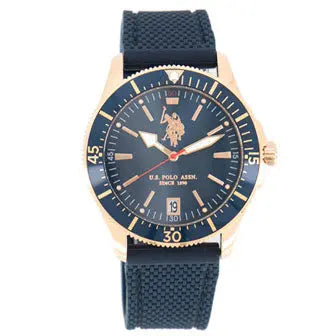 US POLO USP4802BK Oliver Black Leather Strap