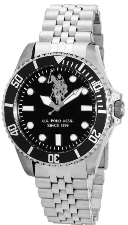 U.S. POLO USP7214BK Hampton Silver Stainless Steel Bracelet