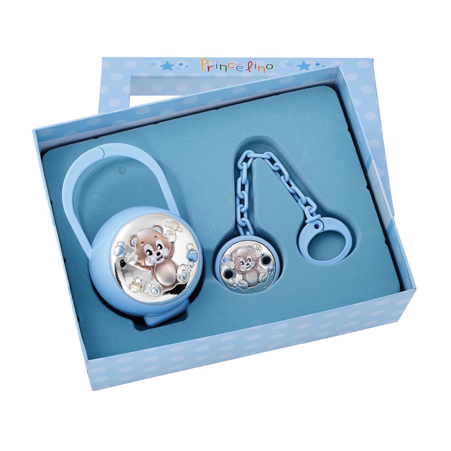 Set MA/SL002-C Silver Nappy Box with Pacifier Holder