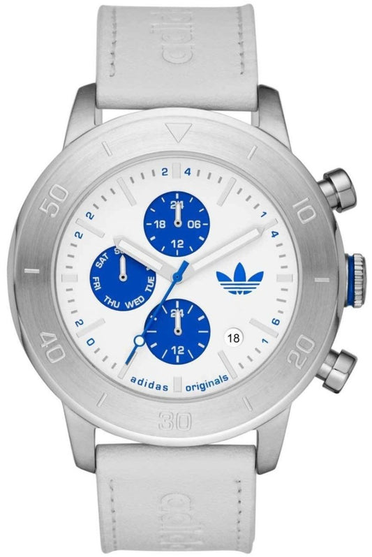 Adidas ADH3098 Manchester Multifunctional White Leather Strap - Κοσμηματοπωλείο Goldy