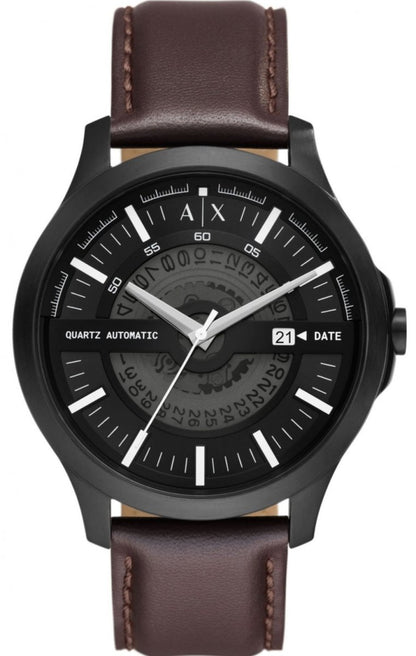 Armani Exchange AX2446 Hampton Skeleton Automatic Brown Leather Strap - Κοσμηματοπωλείο Goldy