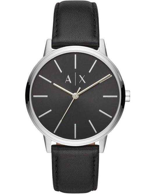 Armani Exchange AX2703 Cayde Black Leather Strap - Κοσμηματοπωλείο Goldy