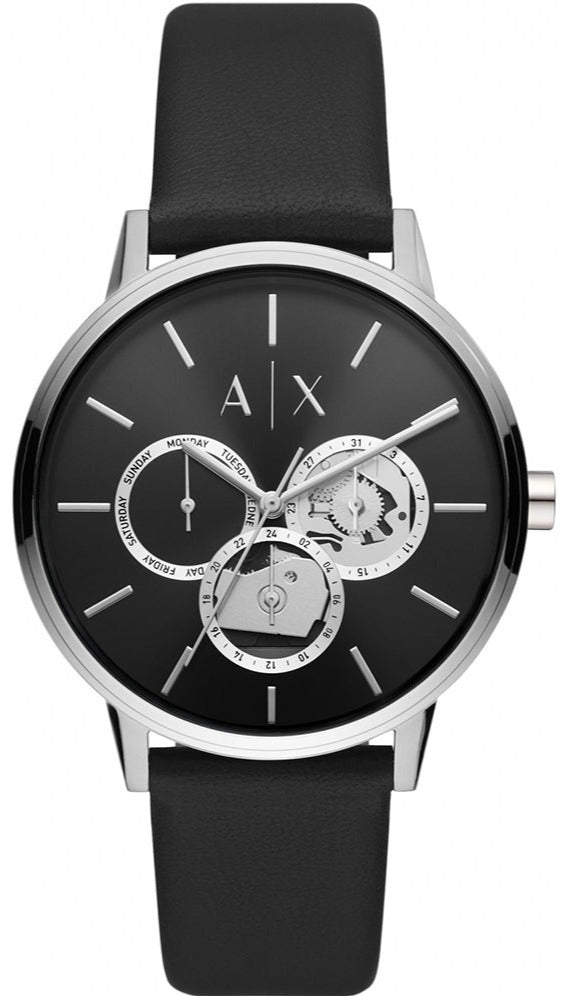 Armani Exchange AX2745 Cayde Black Leather Strap - Κοσμηματοπωλείο Goldy