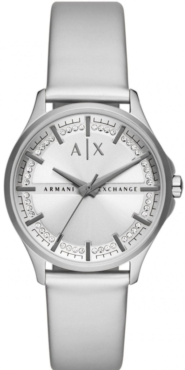 Armani Exchange AX5270 Hampton Silver Leather Strap - Κοσμηματοπωλείο Goldy