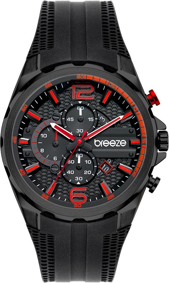 BREEZE 112222.6 Intrusio Chronograph Black Rubber Strap - Κοσμηματοπωλείο Goldy