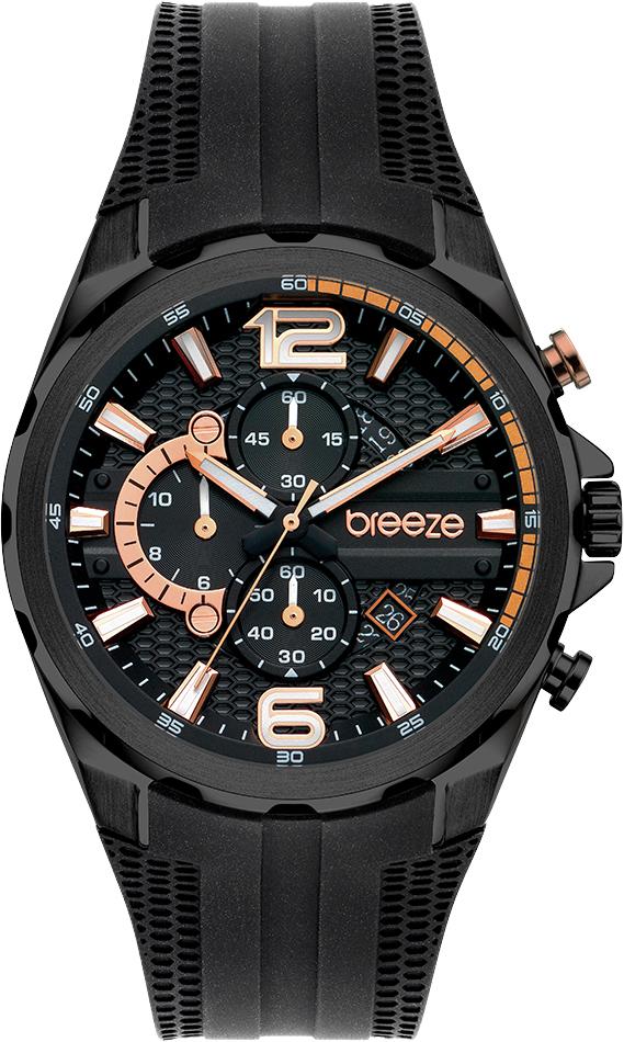 BREEZE 112222.7 Intrusio Chronograph Black Rubber Strap - Κοσμηματοπωλείο Goldy