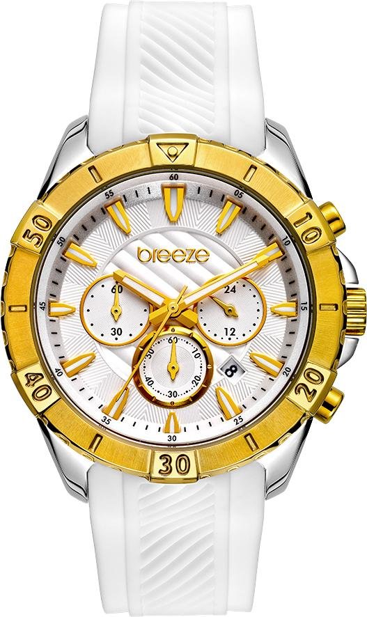 BREEZE 112231.1 Sugarcoat Chronograph White Rubber Strap - Κοσμηματοπωλείο Goldy