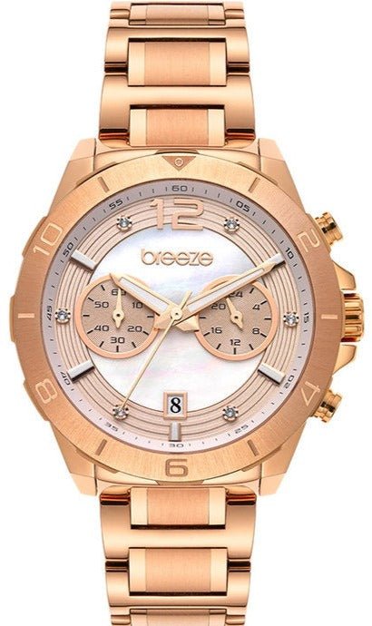 BREEZE 212281.4 Prestinia Swarowski Chronograph Rose Gold Stainless Steel Bracelet - Κοσμηματοπωλείο Goldy