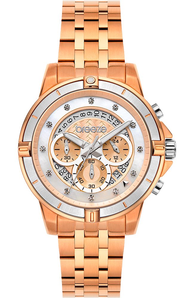 BREEZE 212311.4 Divinia Chronograph Rose Gold Stainless Steel Bracelet - Κοσμηματοπωλείο Goldy