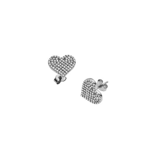 Breeze 213014.4 Σκουλαρίκια Καρδιά Από Επιπλατινωμένο Ασήμι - Κοσμηματοπωλείο Goldy
