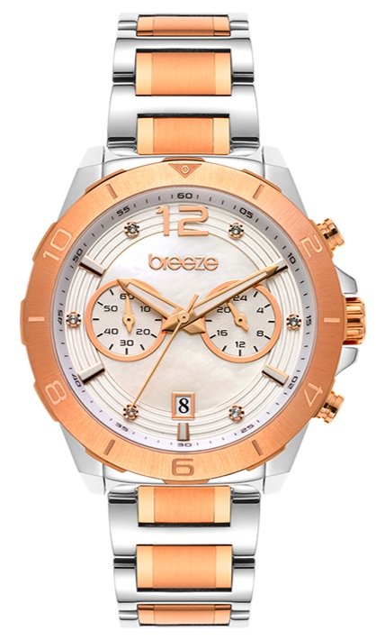 BREEZE 712281.6 Prestinia Swarowski Chronograph Two Tone Stainless Steel Bracelet - Κοσμηματοπωλείο Goldy