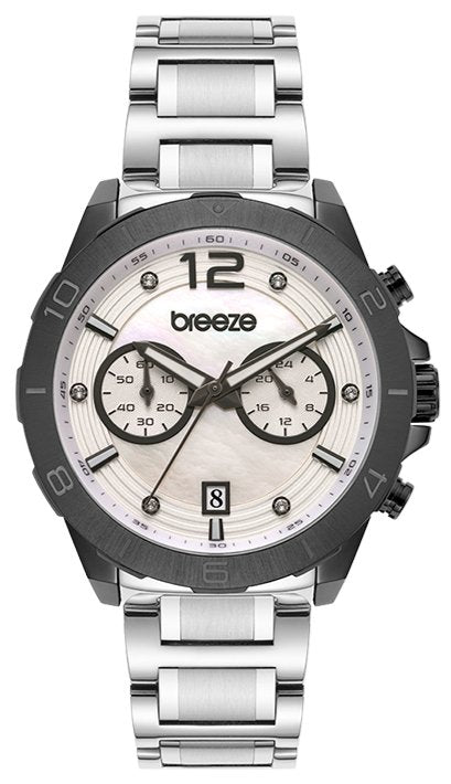 BREEZE 812281.1 Prestinia Chronograph Silver Stainless Steel Bracelet - Κοσμηματοπωλείο Goldy