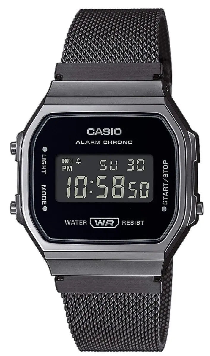 CASIO A-168WEMB-1BEF Vintage Black Stainless Steel Watch - Κοσμηματοπωλείο Goldy