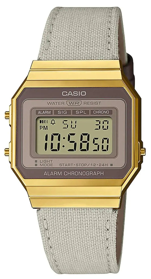 CASIO A-700WEGL-7AEF Vintage Digital White Fabric Strap - Κοσμηματοπωλείο Goldy