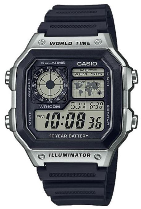 Casio AE-1200WH-1CVEF Digital Black Rubber Strap - Κοσμηματοπωλείο Goldy