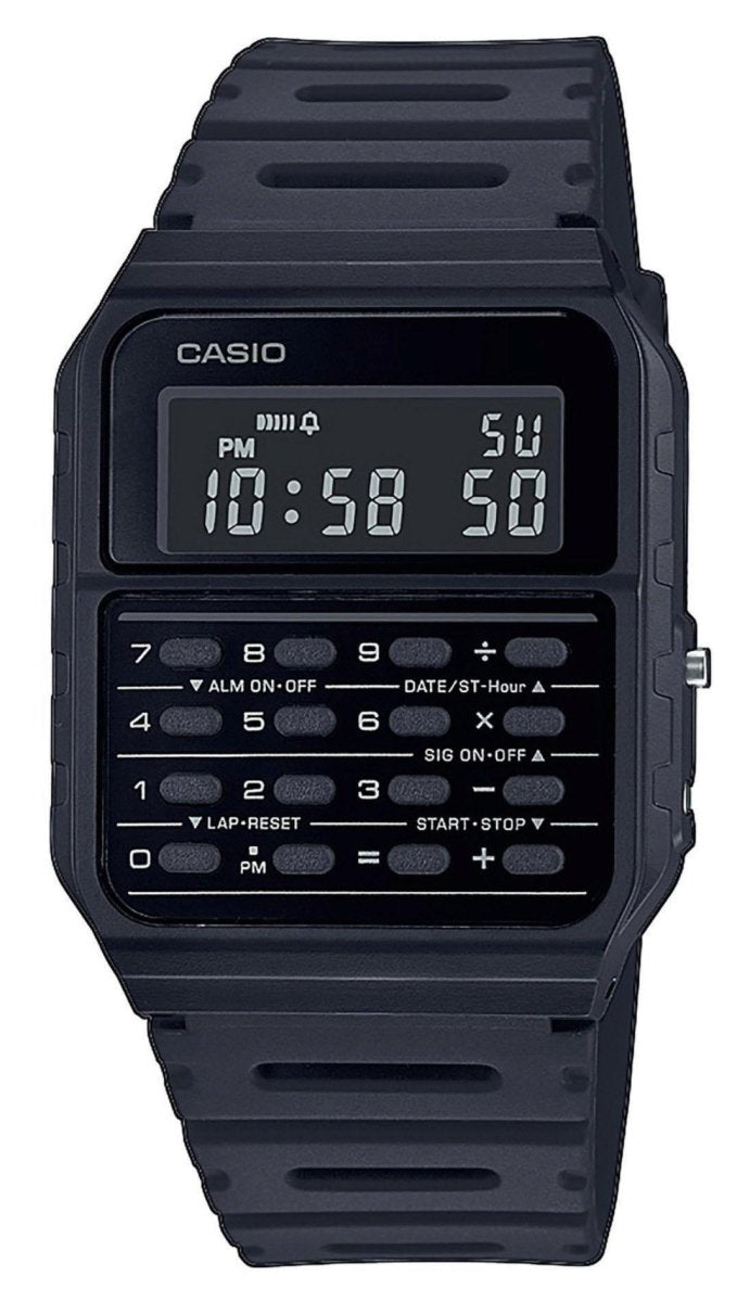 CASIO CA-53WF-1BEF Calculator Black Rubber Strap - Κοσμηματοπωλείο Goldy