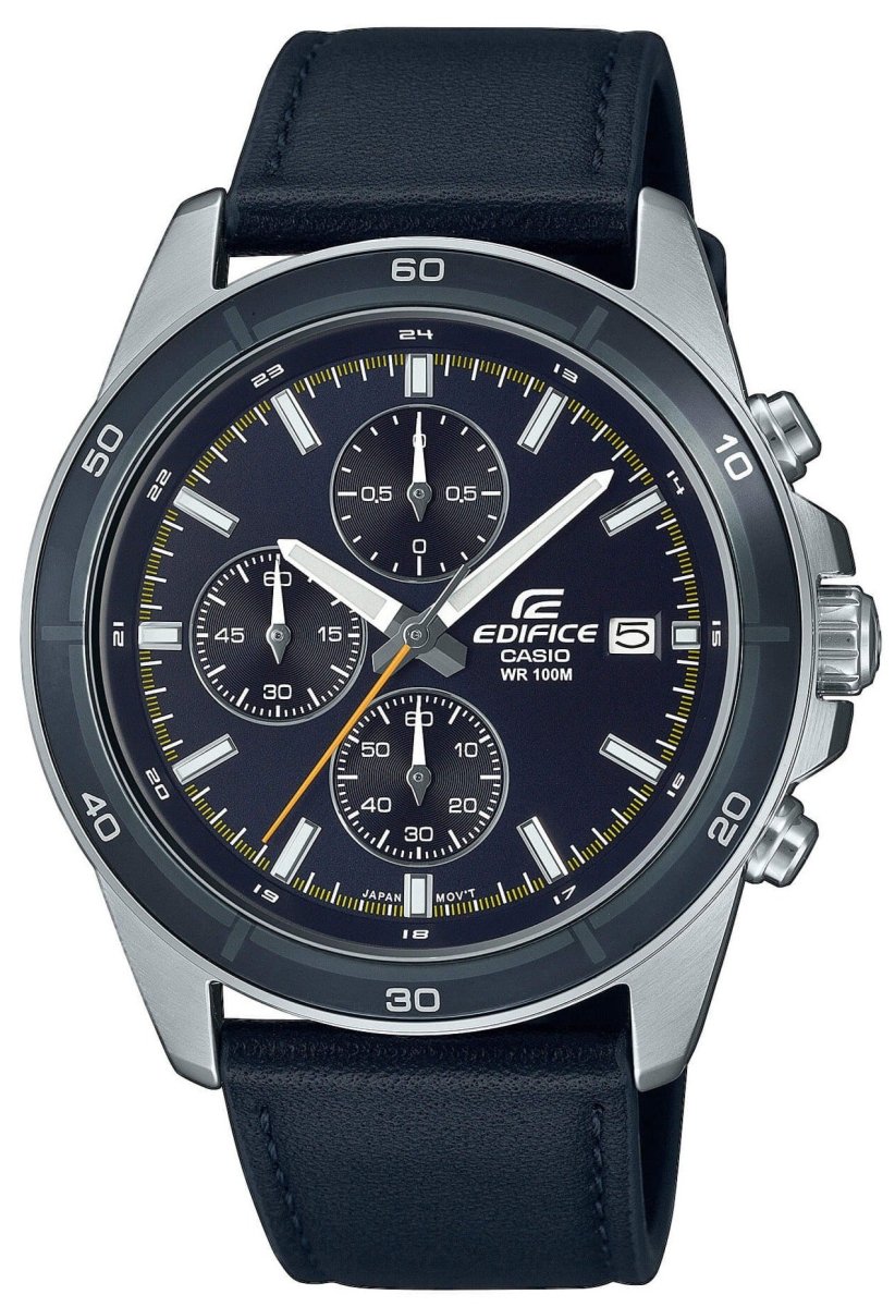 Casio EFR-526L-2CVUEF Edifice Chronograph Black Leather Strap - Κοσμηματοπωλείο Goldy