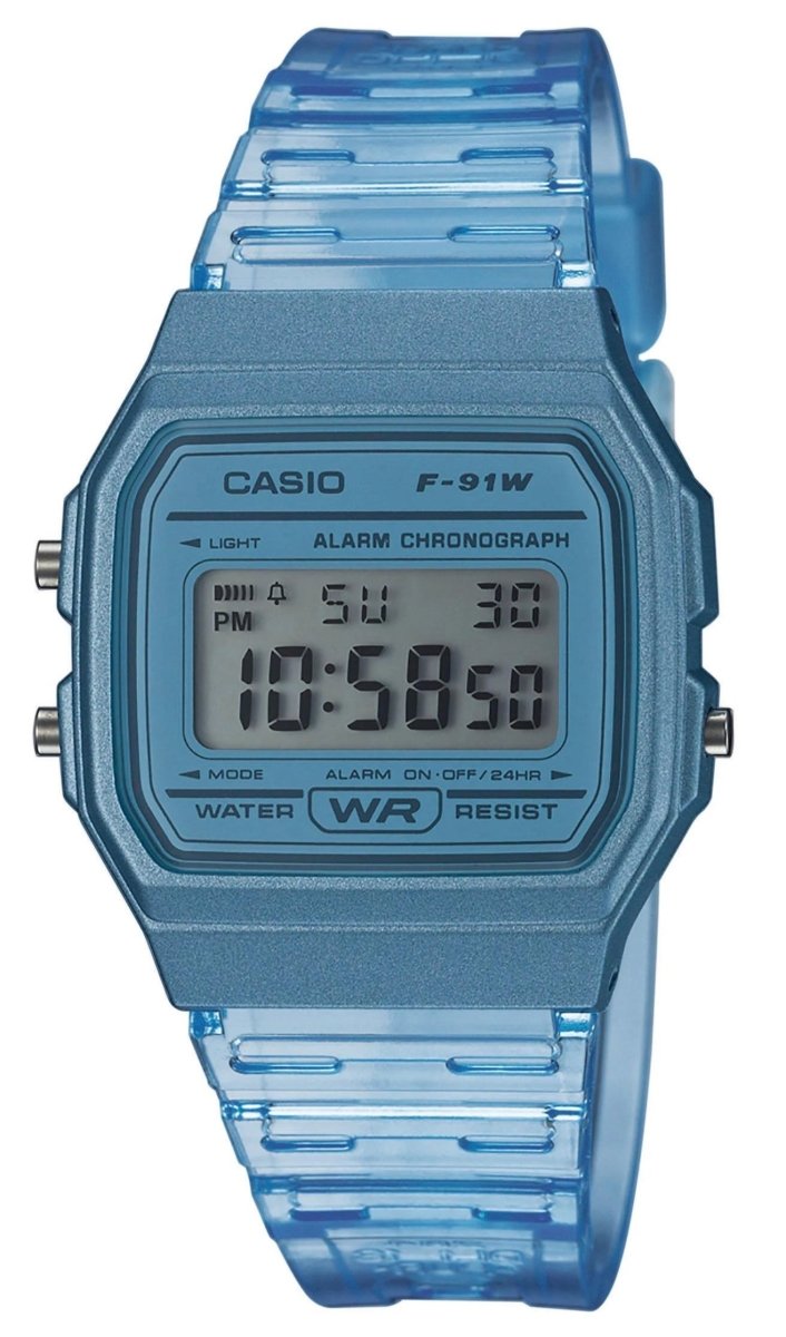 CASIO F-91WS-2EF Digital Light Blue Rubber Strap - Κοσμηματοπωλείο Goldy