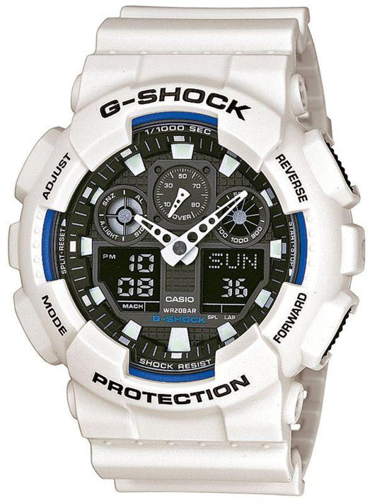 Casio GA-100B-7AER G-Shock White Rubber Strap - Κοσμηματοπωλείο Goldy