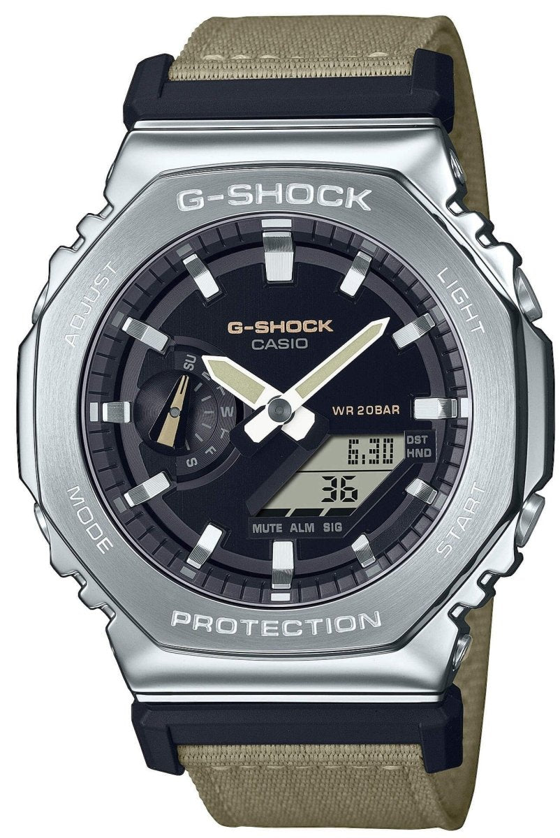 Casio GM-2100C-5AER G-Shock Brown Fabric Strap - Κοσμηματοπωλείο Goldy