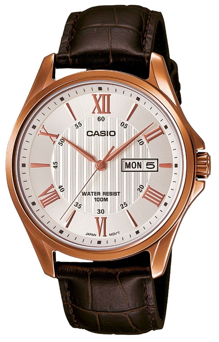 Casio MTP-1384L-7AVEF Black Leather Strap - Κοσμηματοπωλείο Goldy