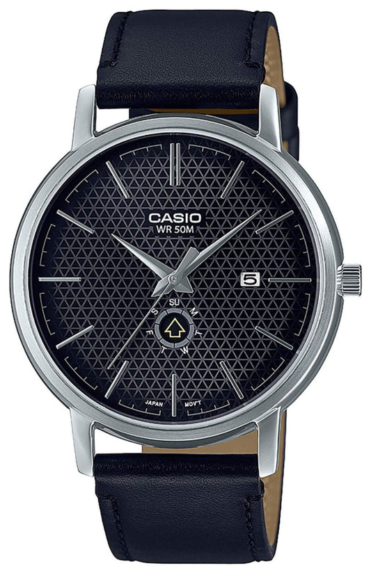 CASIO MTP-B125L-1AVEF Men's Black Leather Strap - Κοσμηματοπωλείο Goldy