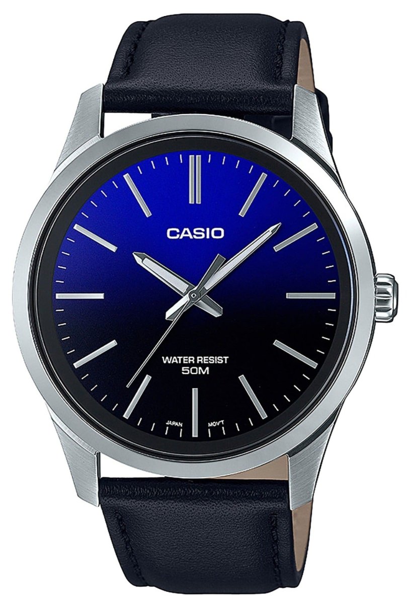 CASIO MTP-E180L-2AVEF Blue Leather Strap - Κοσμηματοπωλείο Goldy