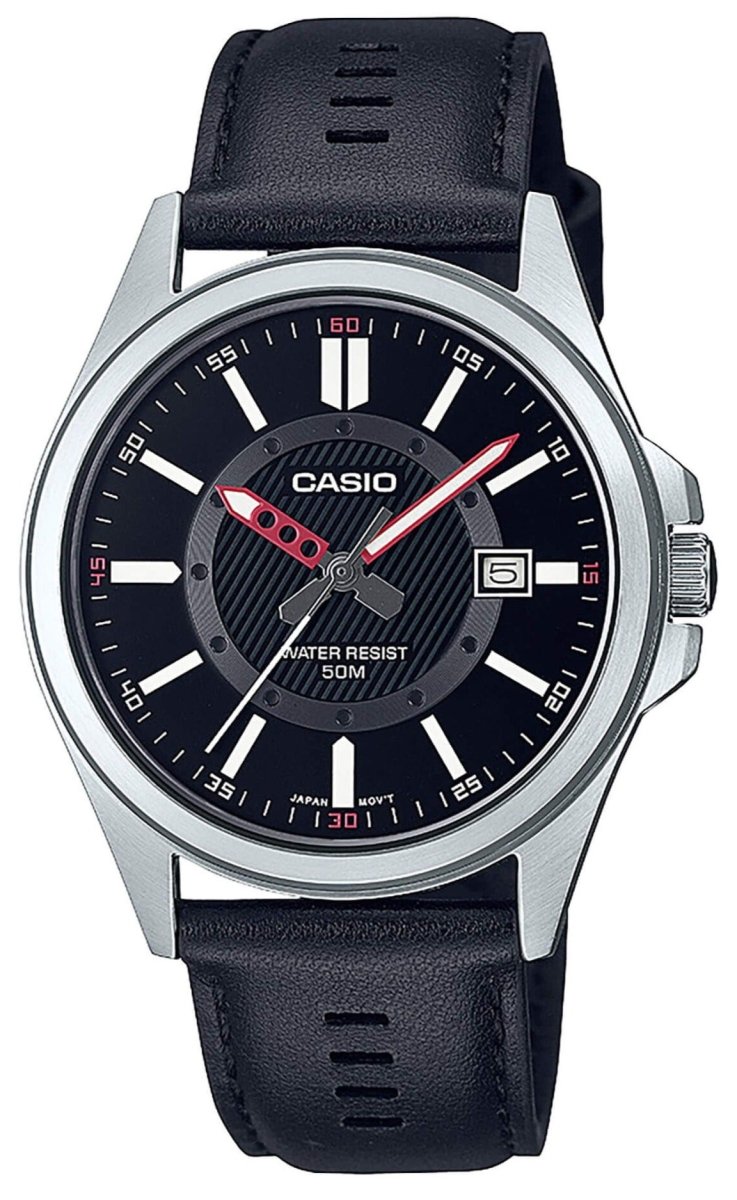 CASIO MTP-E700L-1EVEF Men's Black Leather Strap - Κοσμηματοπωλείο Goldy