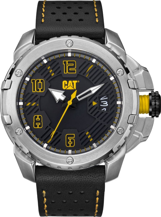 CATERPILLAR DW14134131 Construct Black Leather Strap - Κοσμηματοπωλείο Goldy