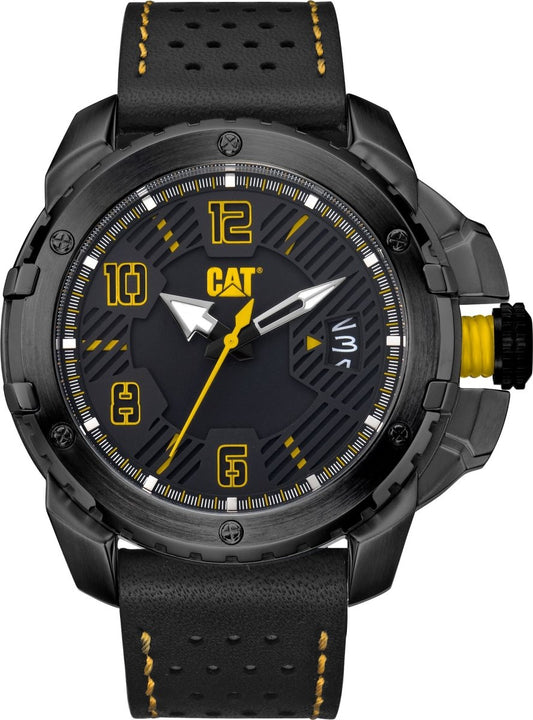 CATERPILLAR DW16134131 Construct Black Leather Strap - Κοσμηματοπωλείο Goldy