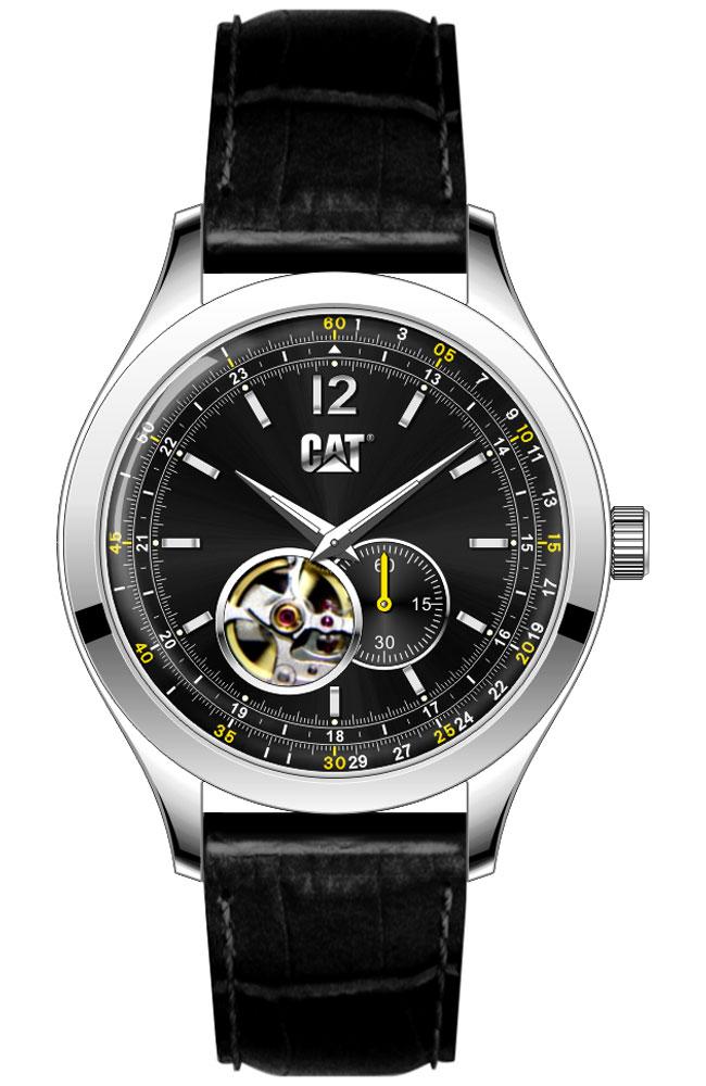 CATERPILLAR EA14834131 1904 Automatic Black Leather Strap - Κοσμηματοπωλείο Goldy