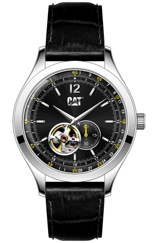 CATERPILLAR EA14834131 1904 Automatic Black Leather Strap - Κοσμηματοπωλείο Goldy