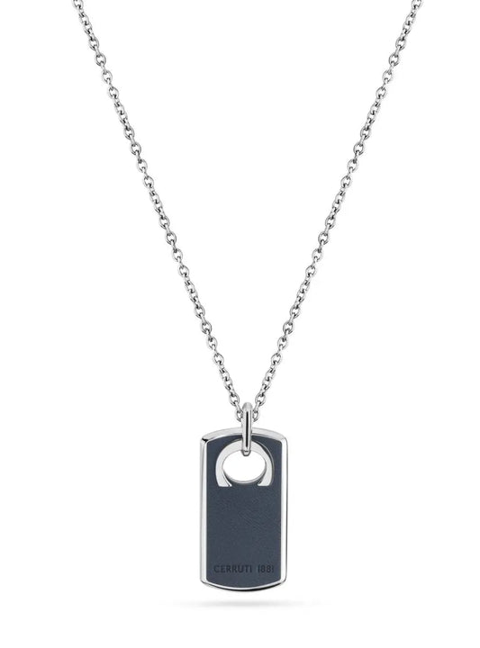 Cerruti CIAGN2214102 Leather Tag Ανδρικό Κολιέ από Ατσάλι - Κοσμηματοπωλείο Goldy