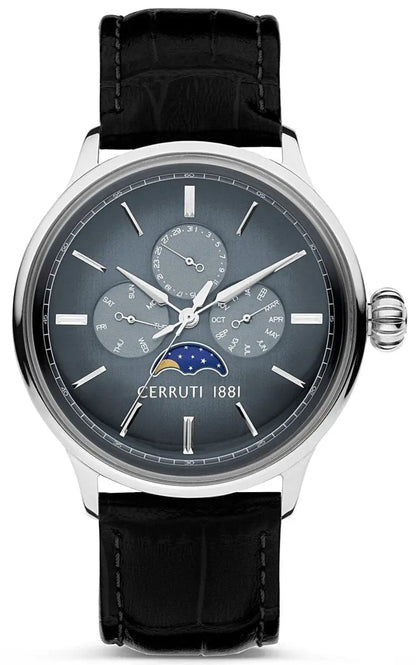 Cerruti CIWGF2224601 Dervio Moonphase Black Leather Strap - Κοσμηματοπωλείο Goldy