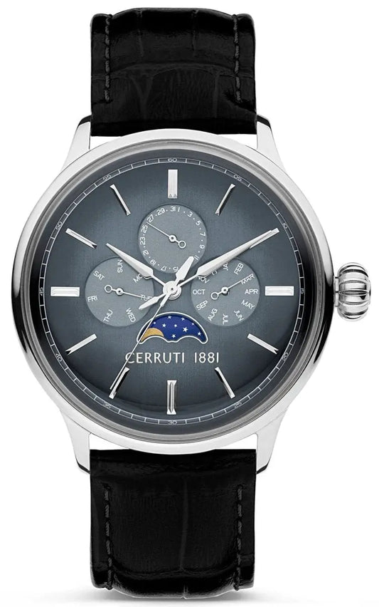Cerruti CIWGF2224601 Dervio Moonphase Black Leather Strap - Κοσμηματοπωλείο Goldy