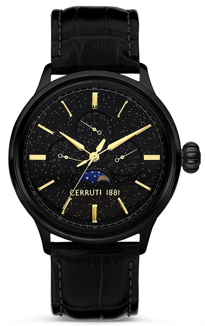 Cerruti CIWGF2224606 Dervio Moonphase Black Leather Strap - Κοσμηματοπωλείο Goldy