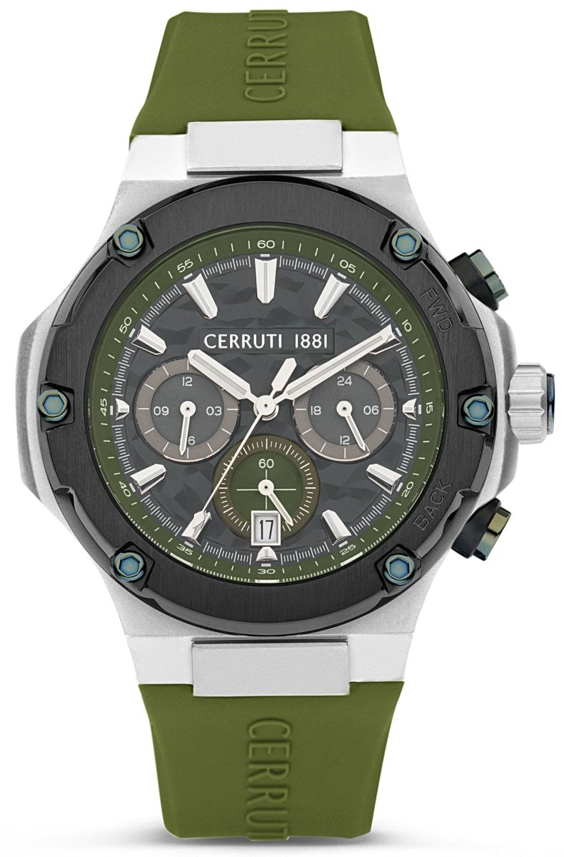 Cerruti CIWGQ2224301 Lucardo Chronograph Khaki Rubber Strap - Κοσμηματοπωλείο Goldy