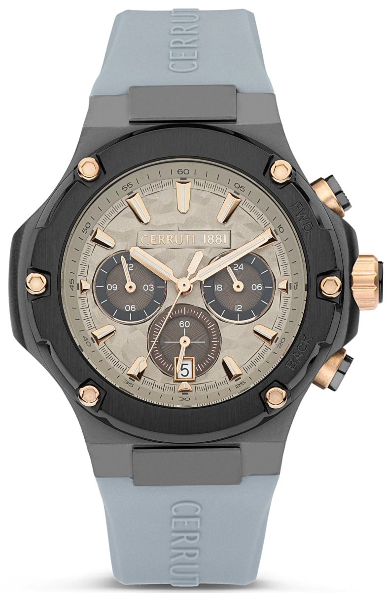 Cerruti CIWGQ2224304 Lucardo Chronograph Grey Rubber Strap - Κοσμηματοπωλείο Goldy