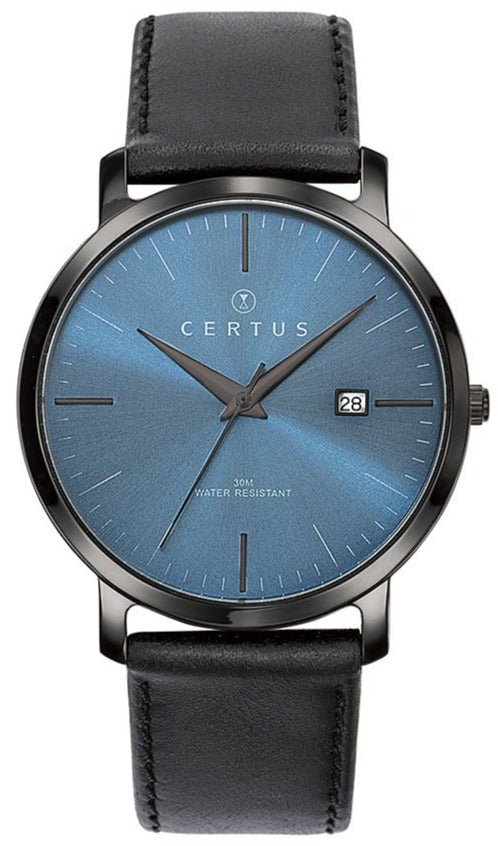 Certus 611053 Mens Black Leather Strap - Κοσμηματοπωλείο Goldy