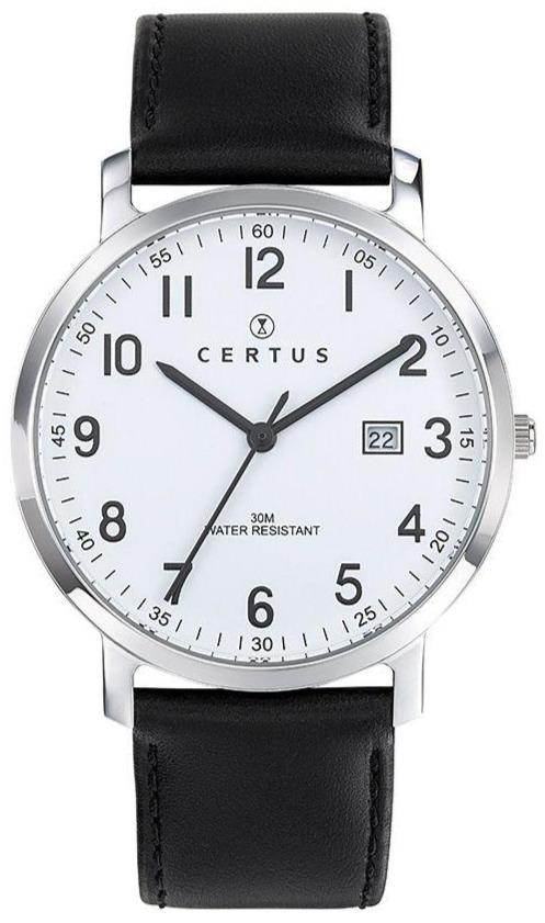 Certus 611078 Black Leather Strap - Κοσμηματοπωλείο Goldy