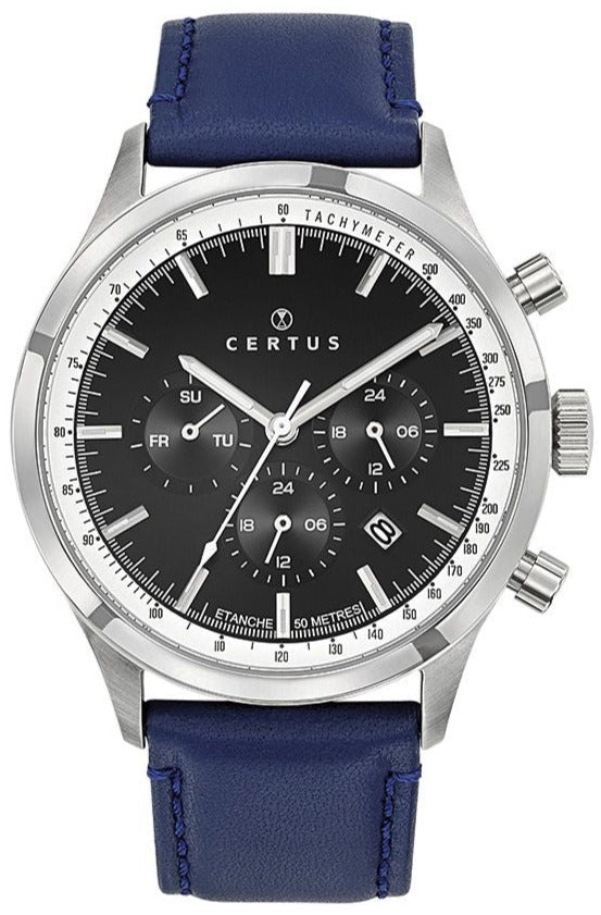 Certus 611143 Mens Blue Leather Strap - Κοσμηματοπωλείο Goldy