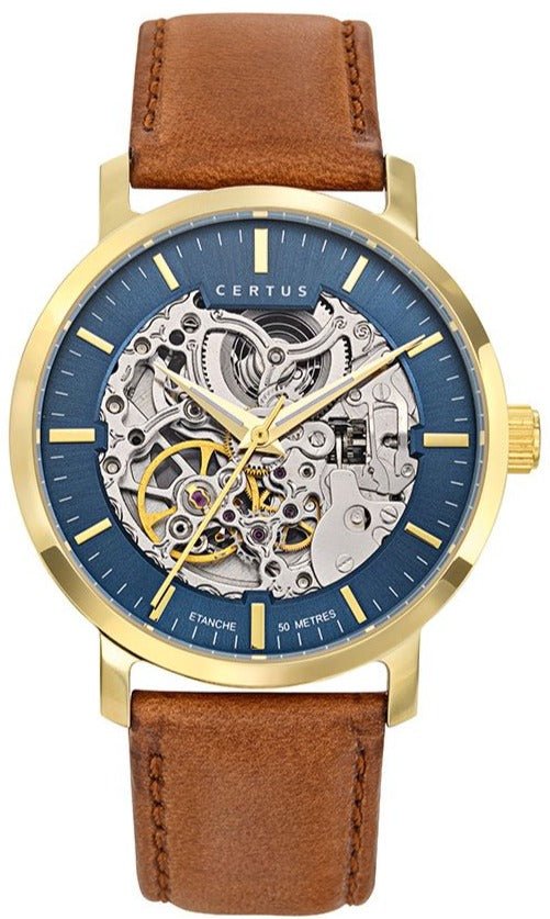 Certus 611185 Men's Automatic Brown Leather Strap - Κοσμηματοπωλείο Goldy