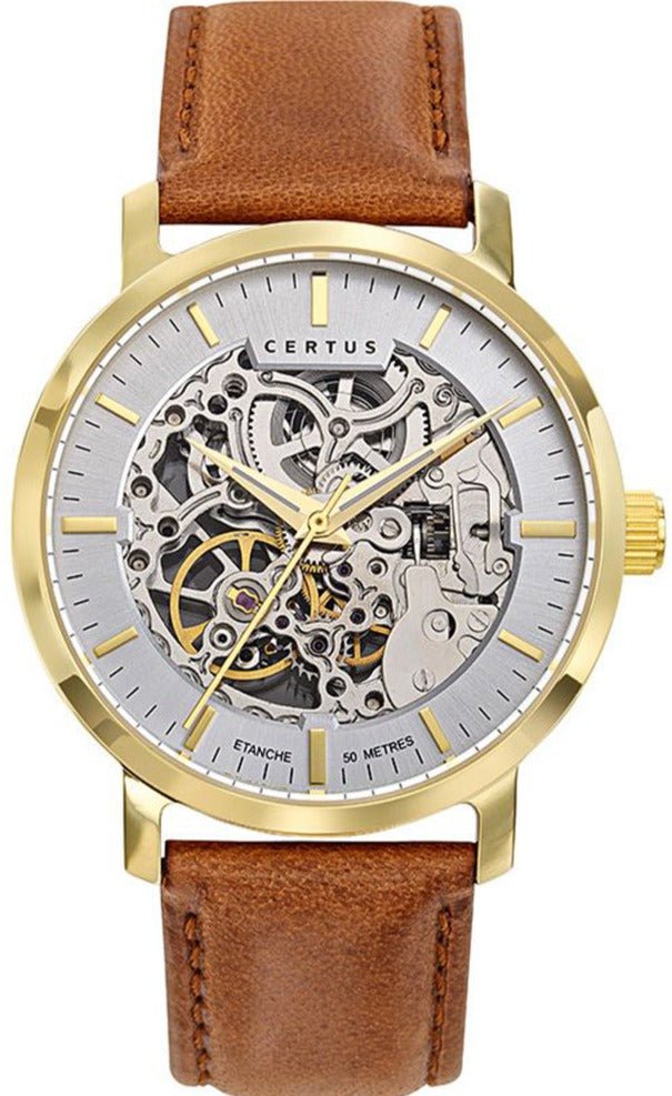 Certus 611187 Men's Automatic Brown Leather Strap - Κοσμηματοπωλείο Goldy