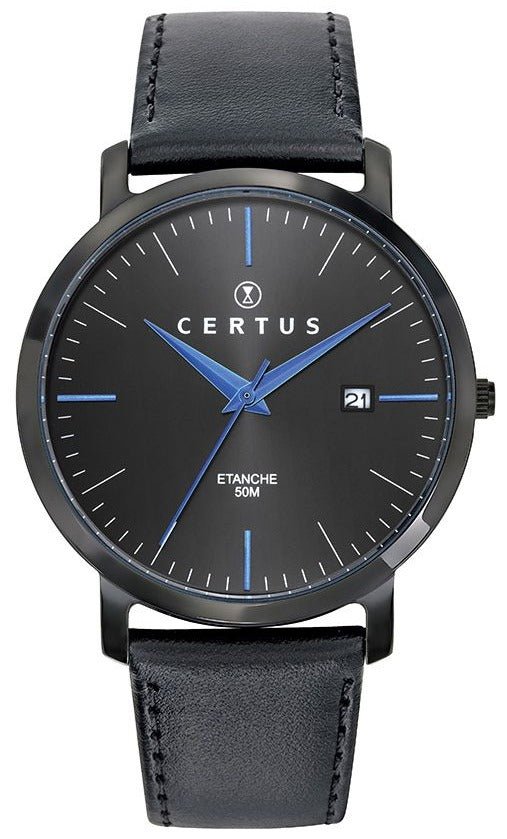 Certus 611190 Black Leather Strap - Κοσμηματοπωλείο Goldy