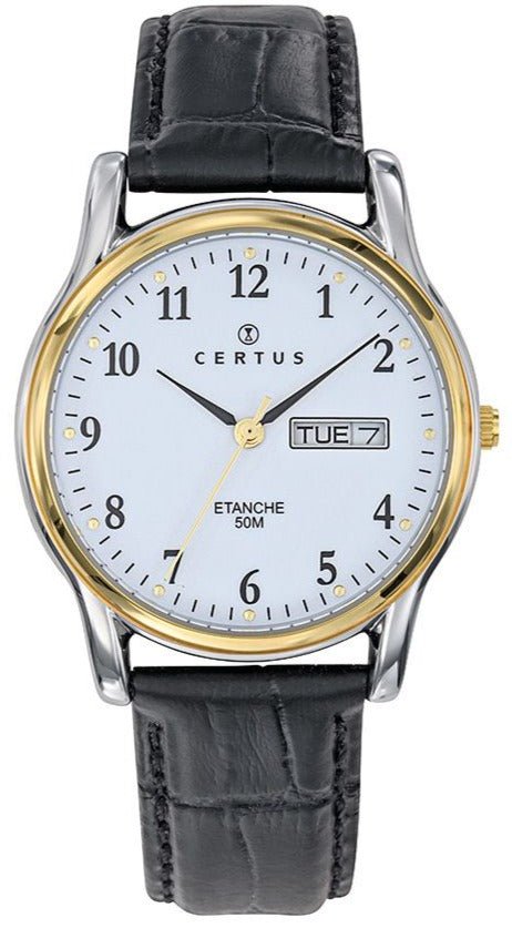 Certus 611303 Mens Black Leather Strap - Κοσμηματοπωλείο Goldy