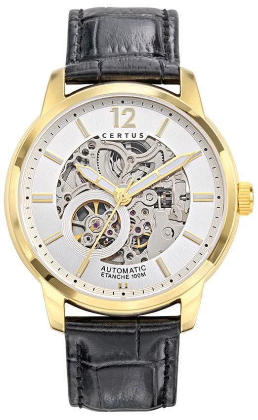 Certus 616503 Automatic Black Leather Strap - Κοσμηματοπωλείο Goldy