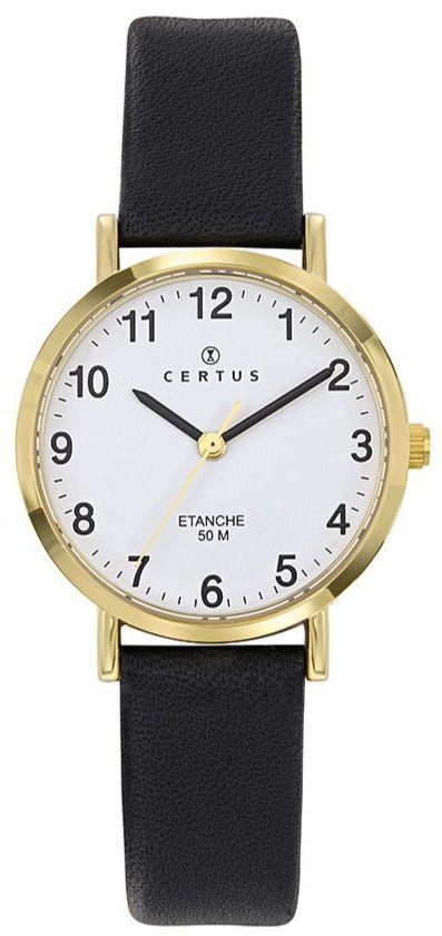 Certus 646529 Black Leather Strap - Κοσμηματοπωλείο Goldy