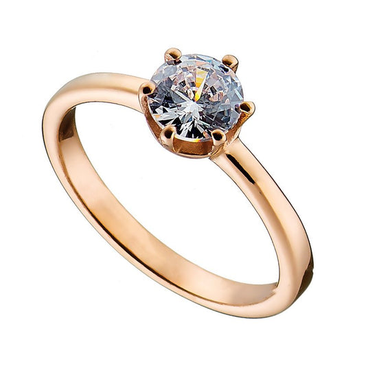 Δαχτυλίδι N02453R Μονόπετρο Από Ροζ Χρυσό Ατσάλι - Κοσμηματοπωλείο Goldy