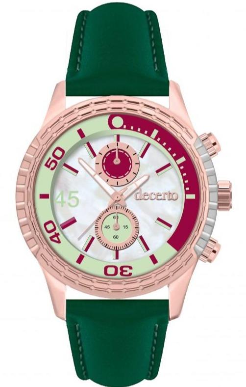 Decerto Q1010-56 Ice Lolly Green Leather Strap - Κοσμηματοπωλείο Goldy